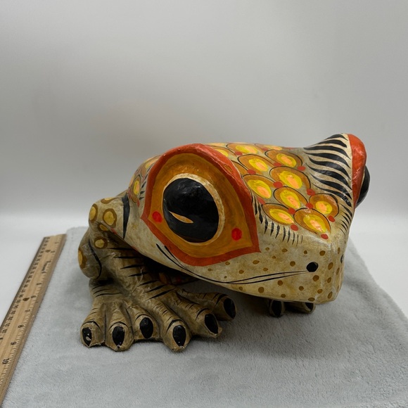 Vintage Other - Vintage Mexican Folk-Art Handpainted Paper Mache Whimsical Frog